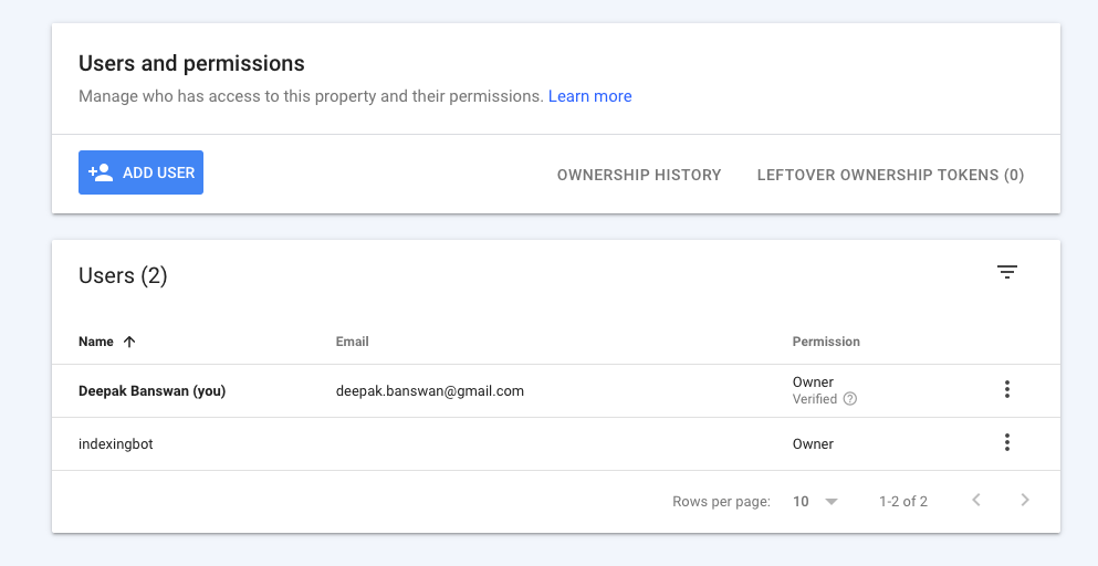 Google Indexing Api Change Ownershipt Part 1