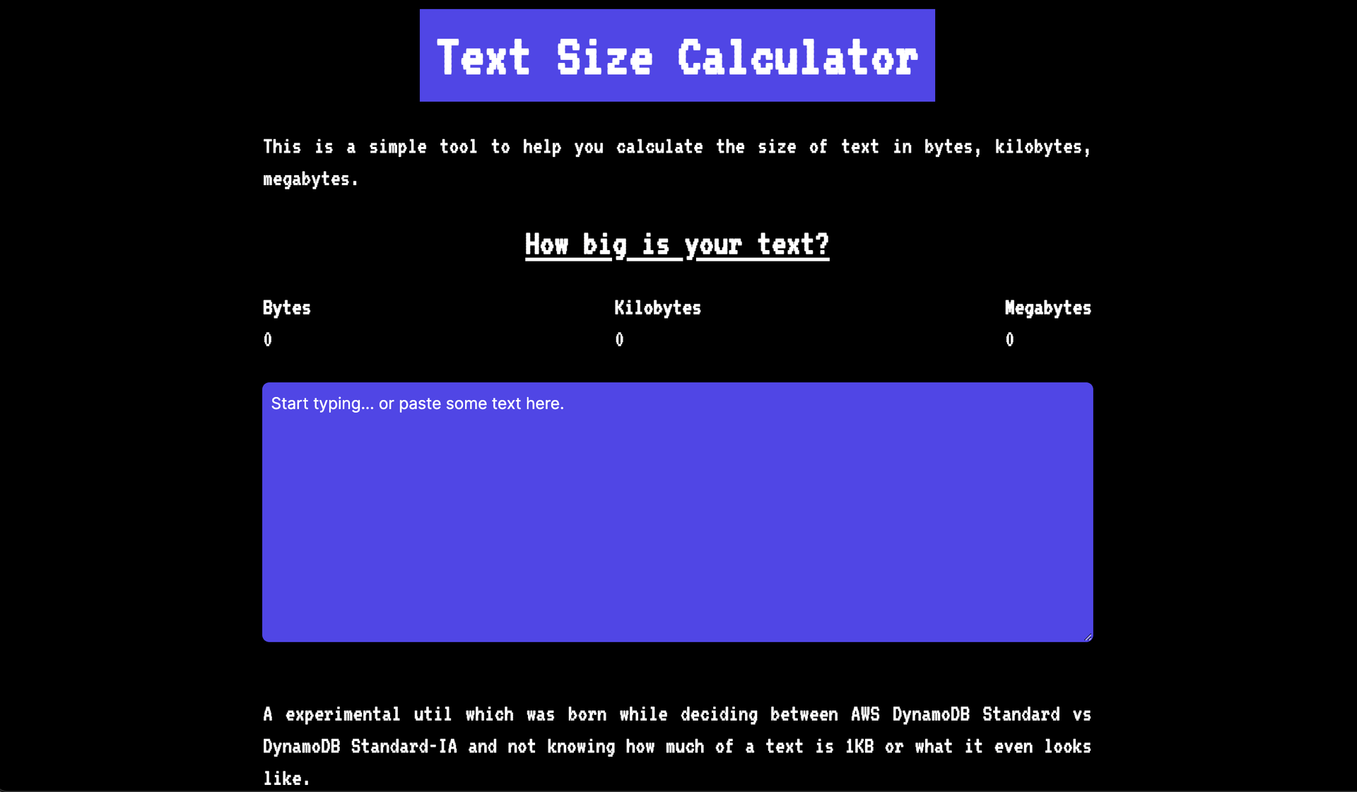 Text Size Calculator